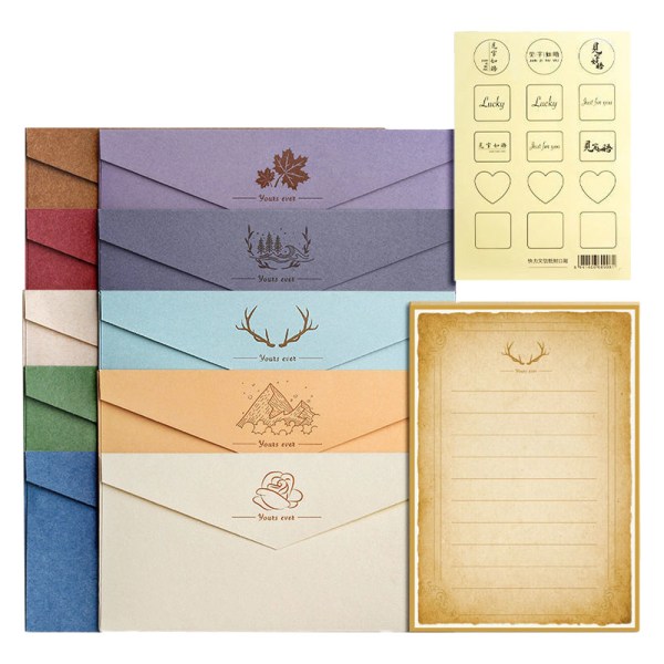 1 set inklusive brevpapper och kuvert 21CM * 14.5CM, kuvert: 22CM * 10.9CM