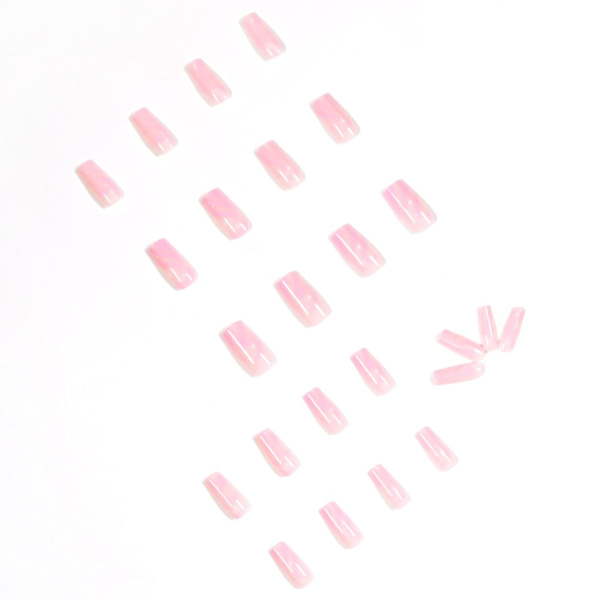Tryk-på Negle Medium Kiste Akryl Falske Negle Fuld Dækning Pink Falske Negle til Kvinder og Piger 24 stk