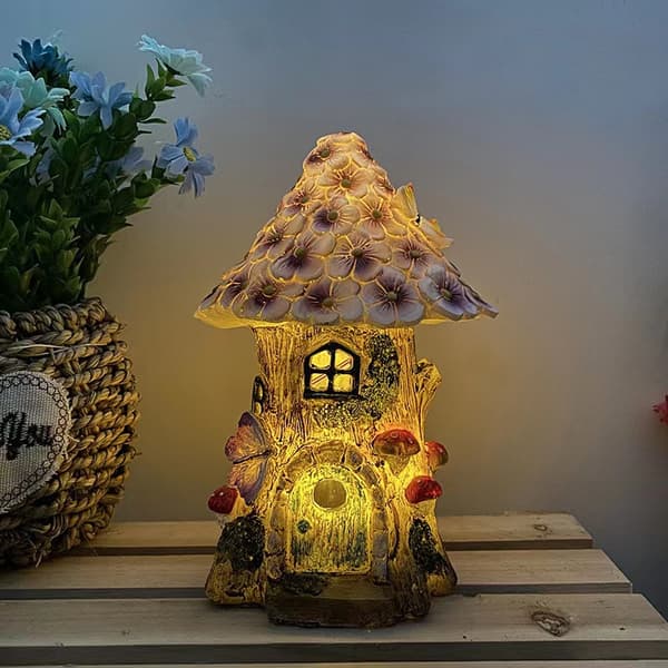 Havefigur med solcellelys, Resin Havefigur, Vandafvisende