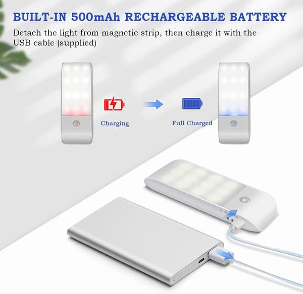 Nattlys med bevegelsessensor, USB oppladbart LED-nattlys