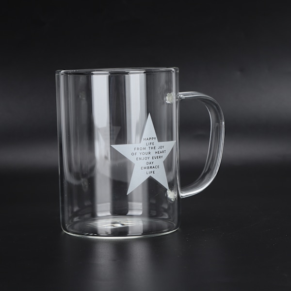 350ml Transparent Mælkekop Kaffe Kops Te Glas Drikkelse med Håndtag til Køkkenudstyr (Femtakset Stjerne)