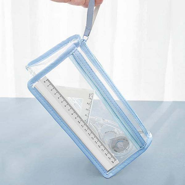 Dubbelskiktad transparent pennfodral Stor kapacitet enkel pennfodral