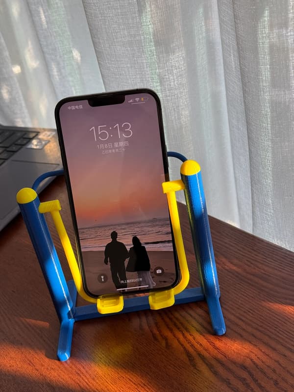 Mini Gym Parallel Bar-stil Telefonholder, Skrivebordsstander til Dovne Mennesker - Mørkeblå Deep blue
