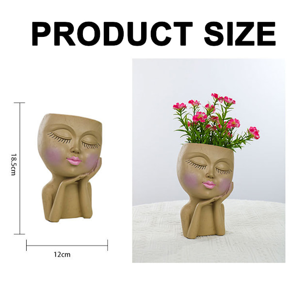 Mannequin Resin Kindstöd Blomkruka Ansikte Blomkruka
