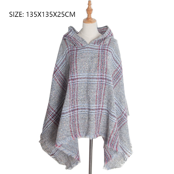 Naisten Ruudullinen Hupparihuivi Cape Shawl Poncho