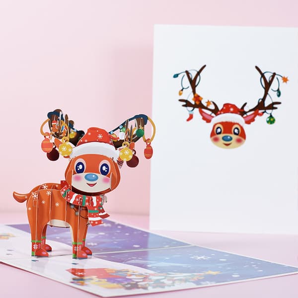 Foldbare kort 3D julekort med kuvert juletræ julemand