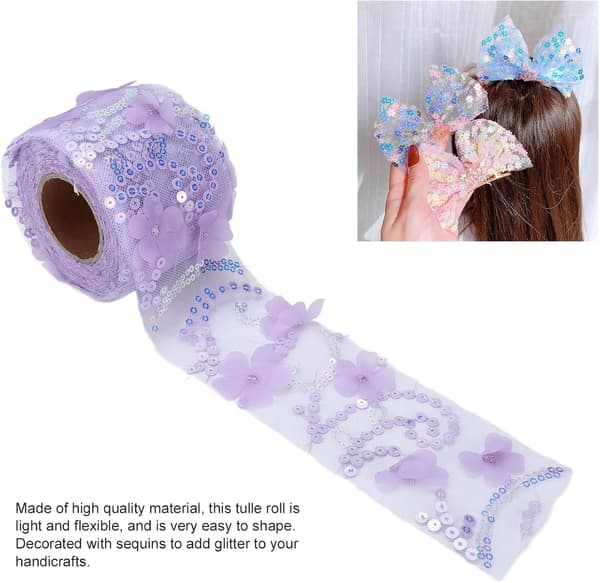 Glitter Tyl Stof, Sequined Polyester Letvægts Bærbar Lit