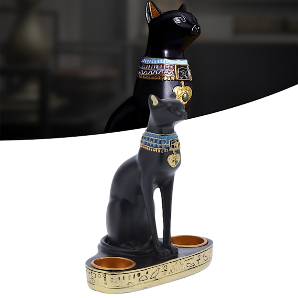 Vintage Resin Katt Statyett Figur Ljusstake Ljusstake Hemmakontor Dekoration Bröllopsgåva