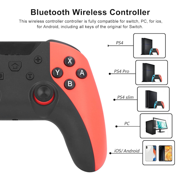 Bluetooth Trådløs Controller Bevægelsesstyring Fjernbetjening Joystick Gamepad med Motorvibration til Switch PC