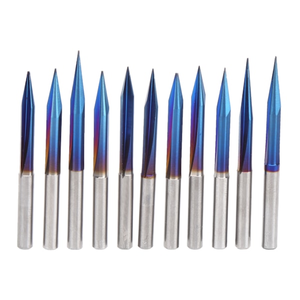 11 stk. 4mm/0.2 tommer 2-flad Straight V Graveringsbits Wolfram Stål Spejlfinish Multifunktion