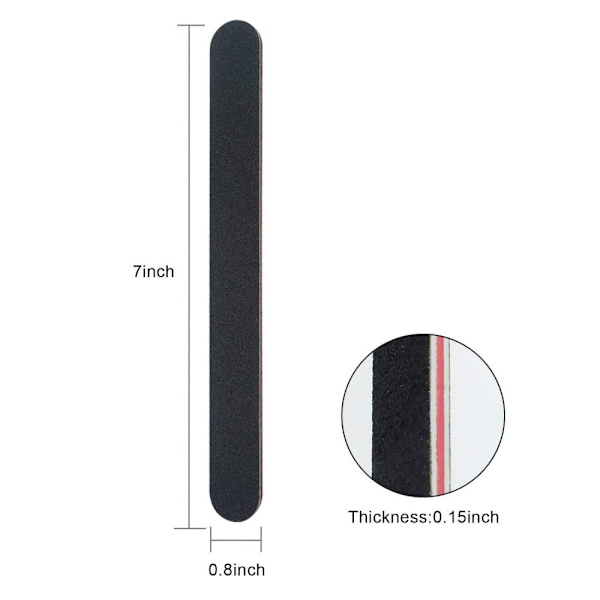 Nagelfil 10 st Professionell Dubbelsidig 100/180 Grit Nagelbuffer Emery Board Svart Manikyr Pedikyr Verktyg och Nagelbufferfilar