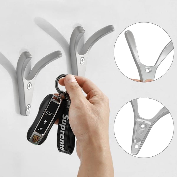 6 Dubbla Väggkrokar, Minimalistiska Väggmonterade Kraftiga