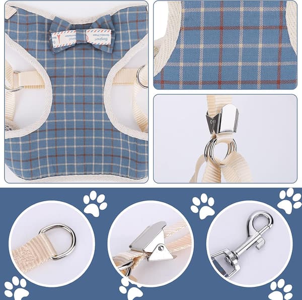 Mørkeblå skotsk stil - Liten hund \"No-Pull\" sele og bånd S