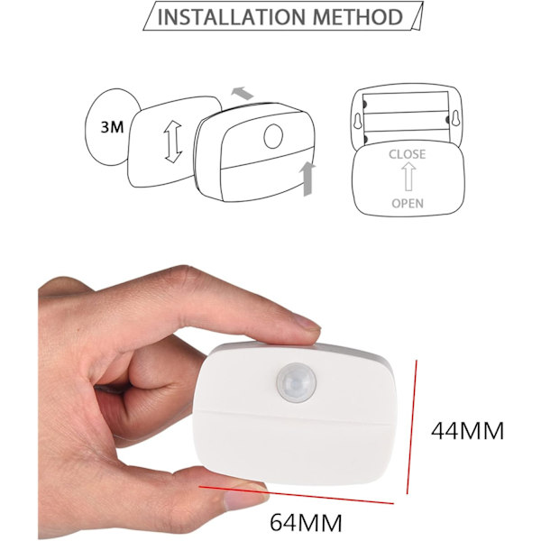 4-pack inomhusrörelsesensorlampor, rörelsesensor nattlampa, 3