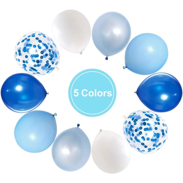 Blue Confetti Latex Balloons, 50pcs 12 Inch Light Blue Baby Blue