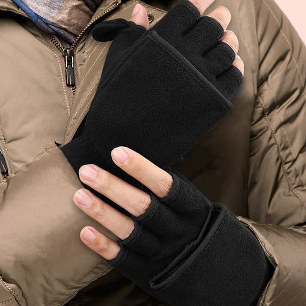 Svarta handskar Höst och vinter Clamshell varma handskar Köldtåliga bekväma utomhushandskar