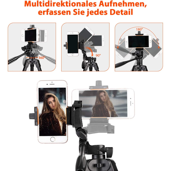 Smartphone Stativ, Utdragbart till Bred Höjd med 360° Roterbart Panoramahuvud för Sömlös Fotografering, Garanterad Stabilitet och Lastkapacitet