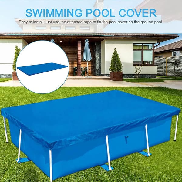Vattentätt Poolskydd för Rektangulära Ovanmarkspooler, UV-Resistent Dammtätt Regntätt Material Minskar Avdunstning, Slitstark PVC
