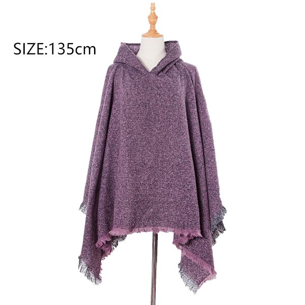 Kvinnors Rutig Huva Kåpa Sjal Filt Poncho Hoodie Kåpa