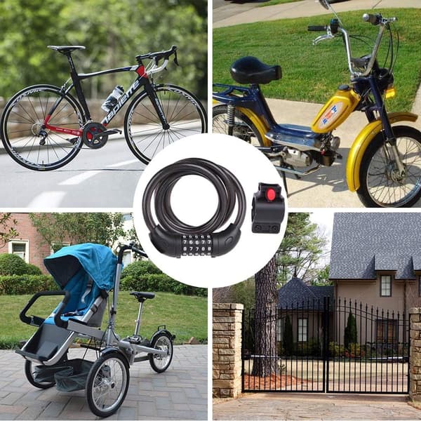 Cykelås, 1,2 meter Cykelås Kabel, Hög Säkerhet 5-siffrig Återställningsbar