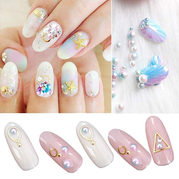 Nail Art Pearl Semi Round Imitation Pearl 3D Decal Design Glitter Dekoration Design DIY Nail Art Dekoration Tillbehör shape2