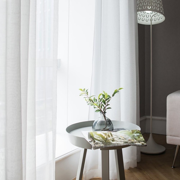 Voile Gardin Transparent Gardin i Ensfarvet Stangedesign