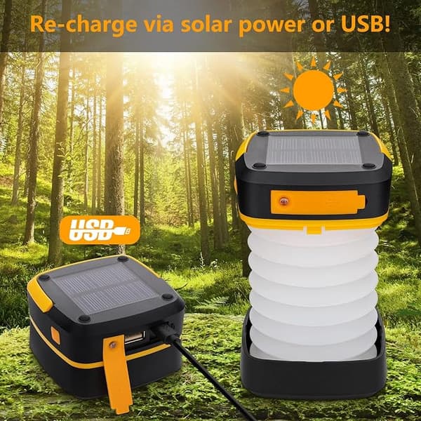 Ladesbar Campinglys, 2 i 1 Solcelledrevet Campinglykt 800mAh