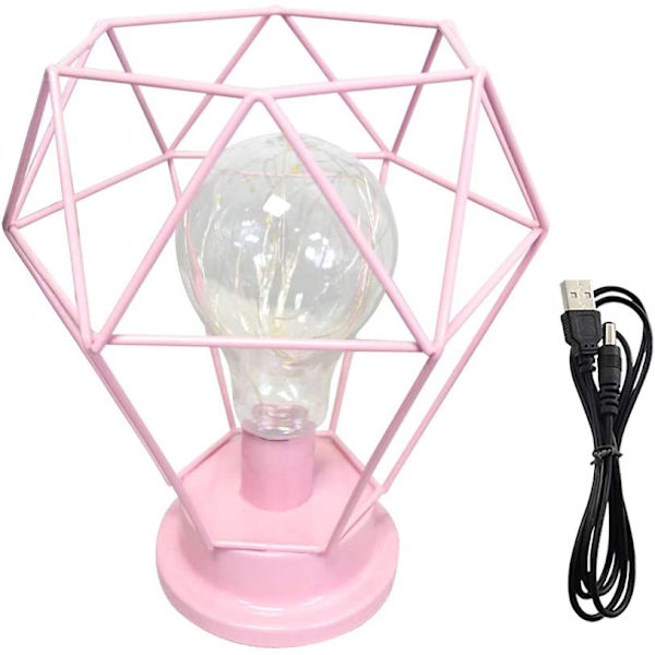 Skrivebordslamper, nattbordslampe, diamantbordlampe laget av nordisk tråd