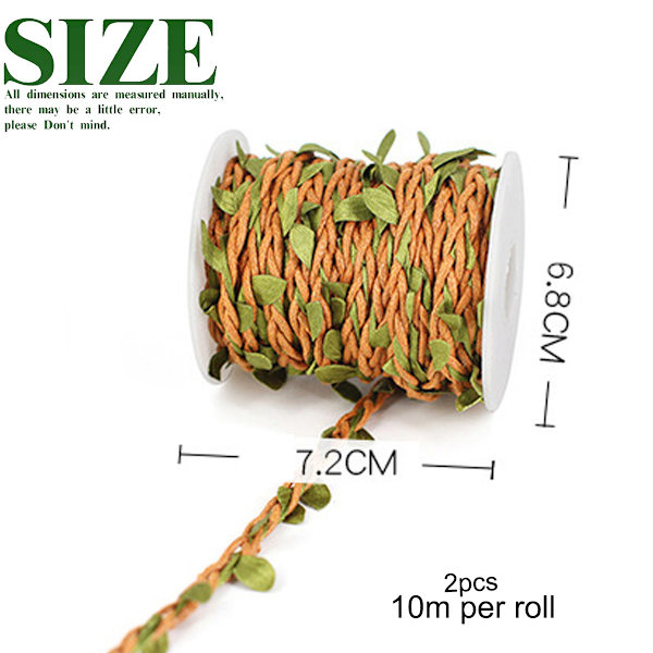 2 Rullar Snöre Grönt Blad Jute 5MM Rep Hampa Jutesnöre Band