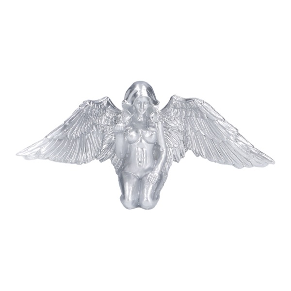 Silver Angel Wing Statue Stående Skulptur Resin Skrivbord Trädgårds Prydnad för Heminredning