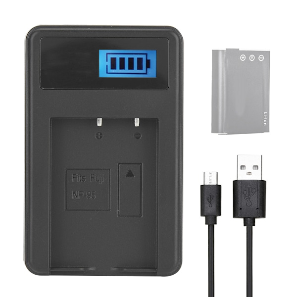 LED-skjerm NP-95 Batterilader Enkelt Spor for Fuji Fujifilm Finepix X100S F30 X-S1