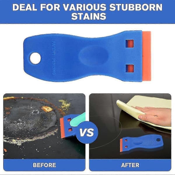 Skrapa, 2 st glasskrapa med 30 utbytbara blad, skrapa för glaskeramikhäll (blå/orange)