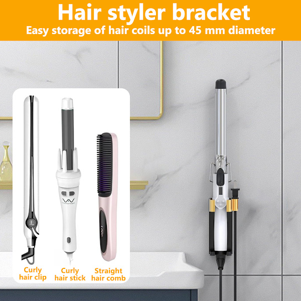 Väggfäste för locktång utan borrning, kompatibel med Dyson, för plattborste, hårrätare