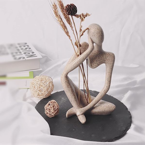 Håndlaget Abstrakt Skulptur Statue Håndlaget - Tenkende Mann -