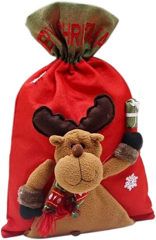 1 st Julklappspåse med dragsko Stor säckvävspåse för stereodocka Presentförvaringspåse (Julälg)