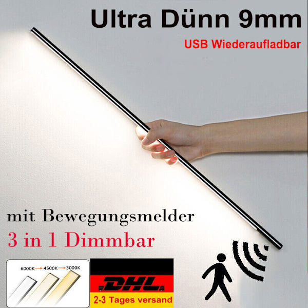 LED-underbelysning med rörelsesensor, ljuslist, köksskåp, nattlampa, AKKU