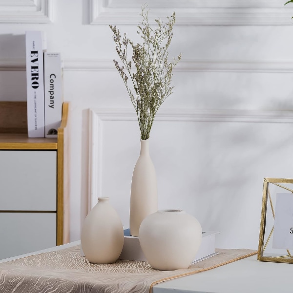 Keramisk Vase Sæt af 3, Små Blomster Vaser til Rustik Hjem