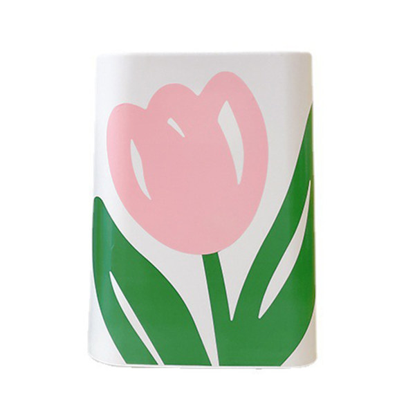 Blommig soptunna med stor öppning, söt design, modern stil, papperskorg för kök, badrum, sovrum, fyrkantig, stor storlek