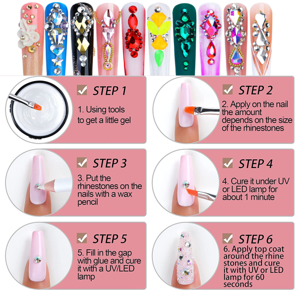 Nail Rhinestones Kristaller Ädelstenar Multi Nagelpärlor， för Nail DIY Crafts Smycken style 7