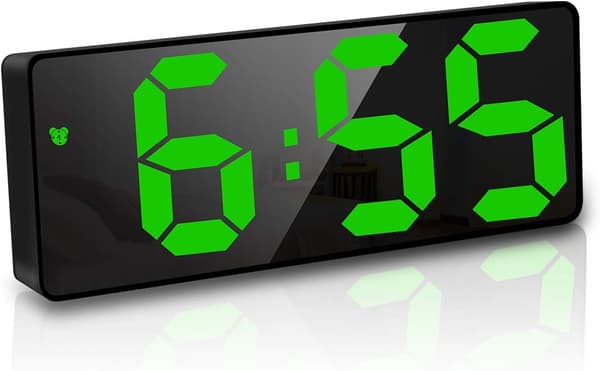 Svart - Digital väckarklocka, 6,7\" LED digital klocka Sängväckarklocka