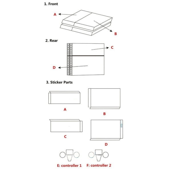 PS4 gamepad konsollhus full body farge klistremerker, lyse