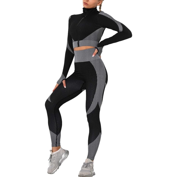 Womens Workout Tracksuit 2 Pieces Set High Waist Leggings and Lo