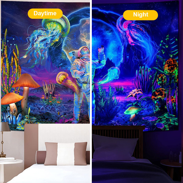 Tapestry UV-reaktion växtmanet tapestry neon galax rymden