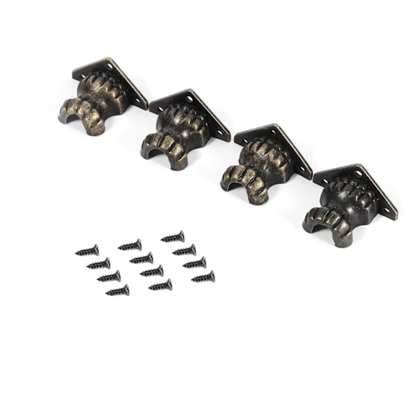 4 stk Antikk Messing Smykkeskrin Treboks Dekorative Fødder Benhjørnebeskytter Hardware