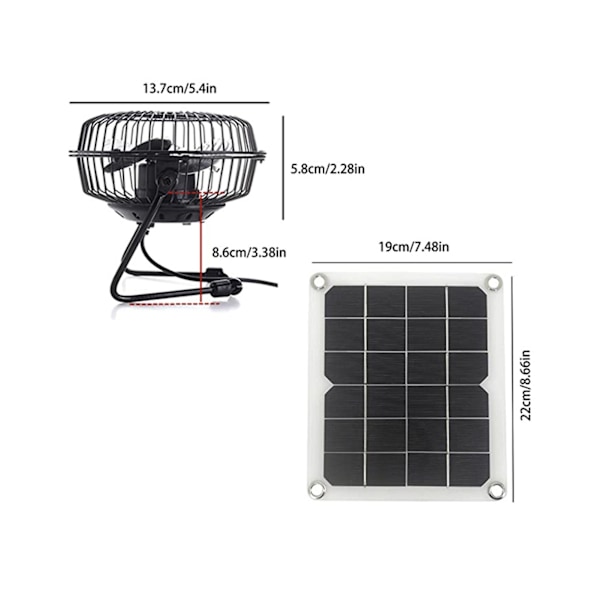 6W 5V Solenergi Strømfane Dobbelt USB Interface Solkølefan Til Sommer Kæledyr Bil