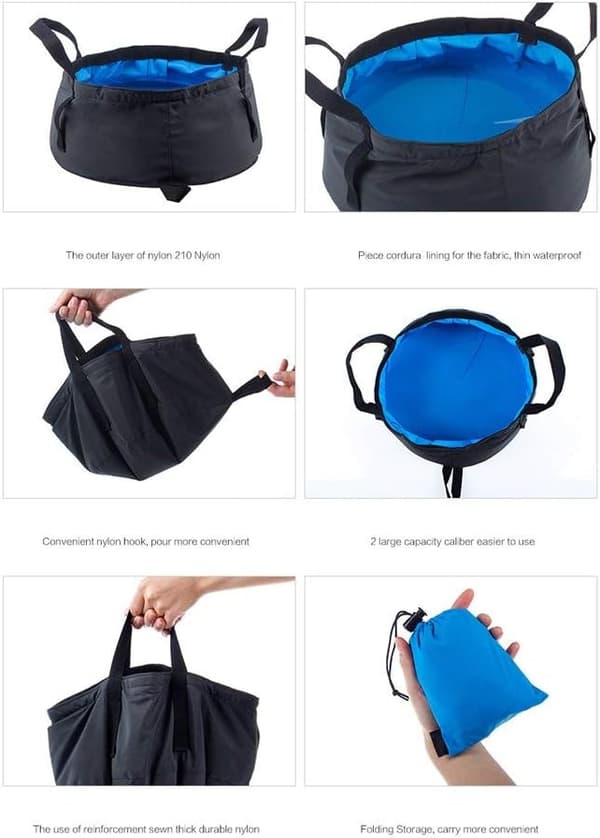 Hopfällbart Handfat, 12L Portabel Hopfällbar Hink Lättviktig Wa