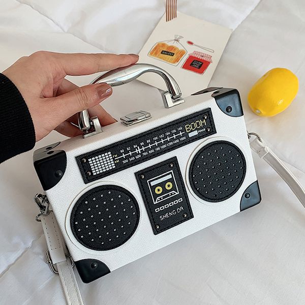 Retro radio-inspirert veske, elegant PU-veske for kvelden, eksklusivt