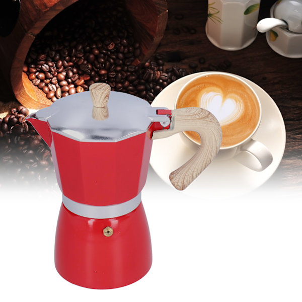 300ML Coffee Pot Moka Maker Coffee Kettle for Gas Stove Ethanol Stove Electrothermal FurnaceRed