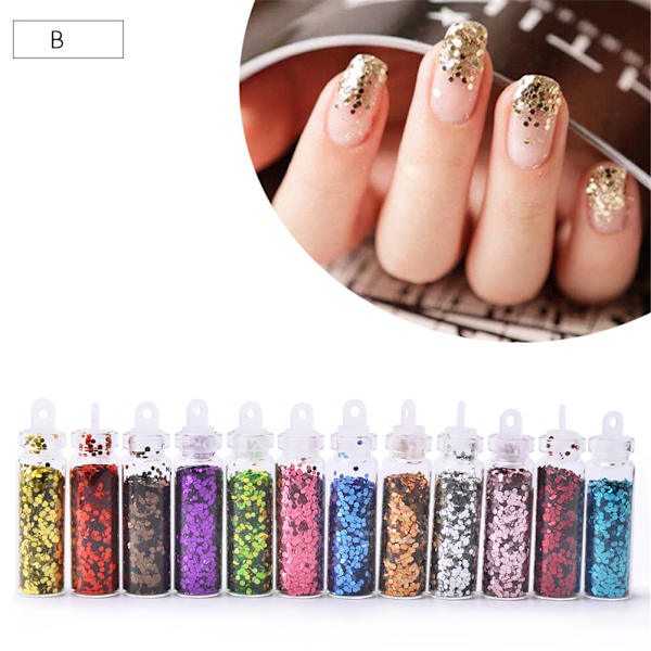 Nagelkonst Dekorationer Glitter Pailletter Sekvenser Nagelkonst Dekal Manikyr Verktyg B Typ