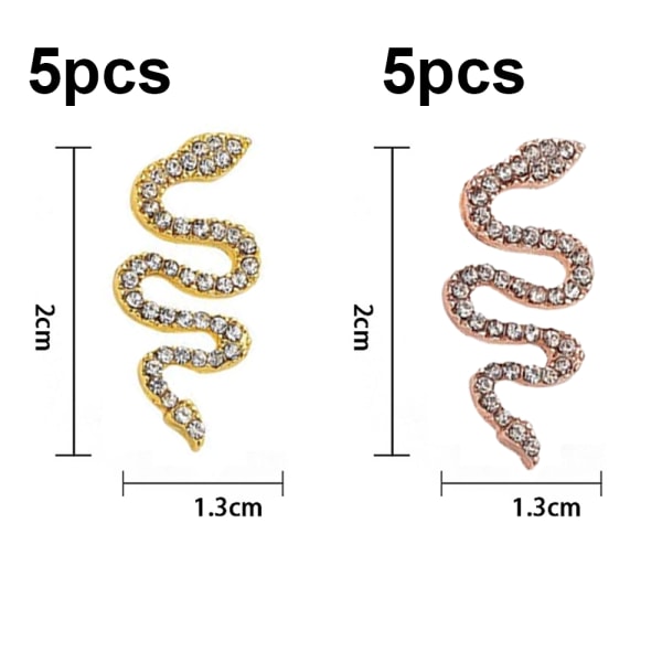 Slangeformet negl med steiner, for DIY håndverk neglkunst dekorasjoner